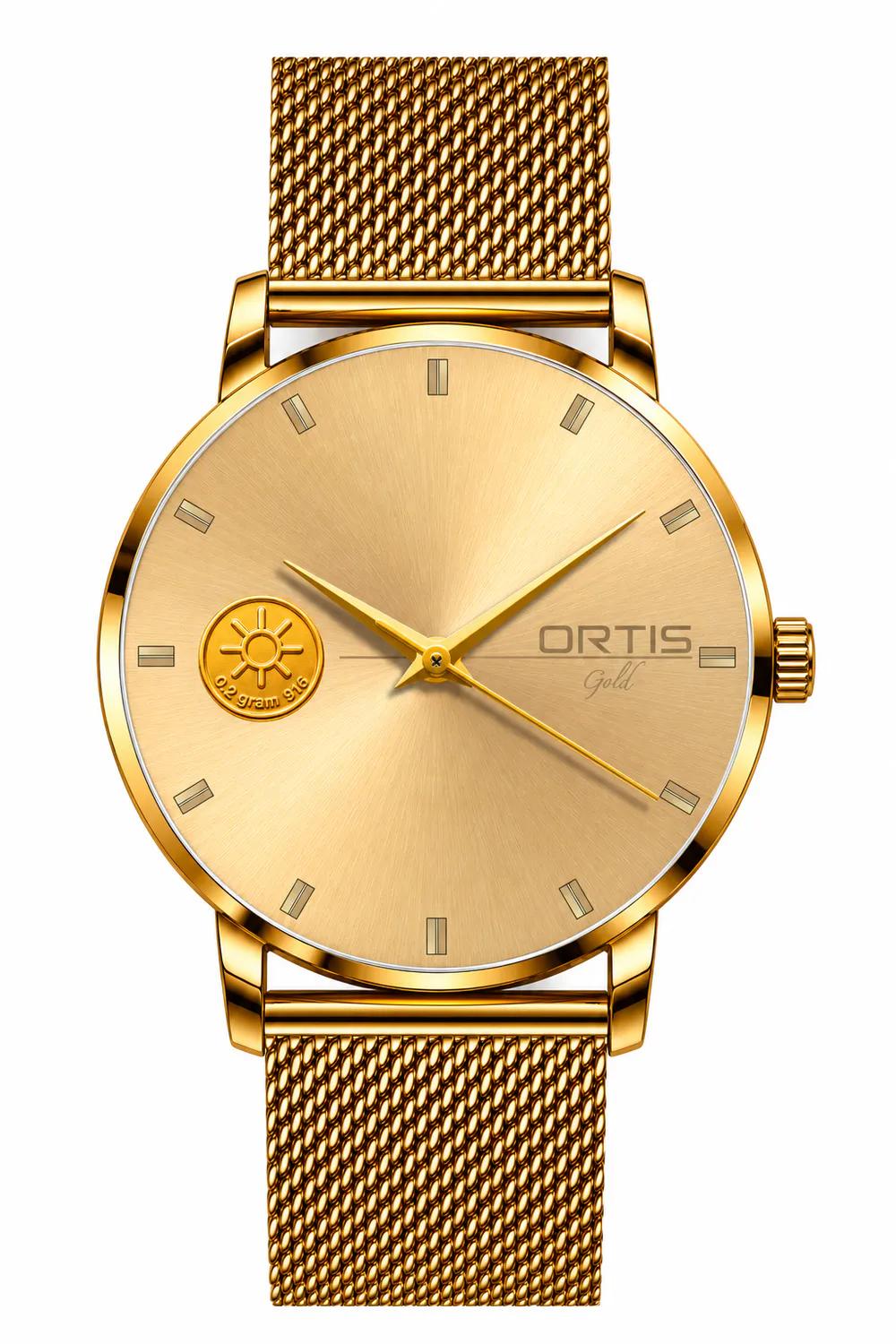 Champagne Gold Dial Gold Mesh Watch for Men