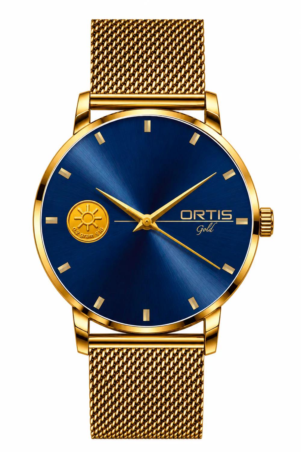 Royal Blue Dial Gold Mesh Watch for Men