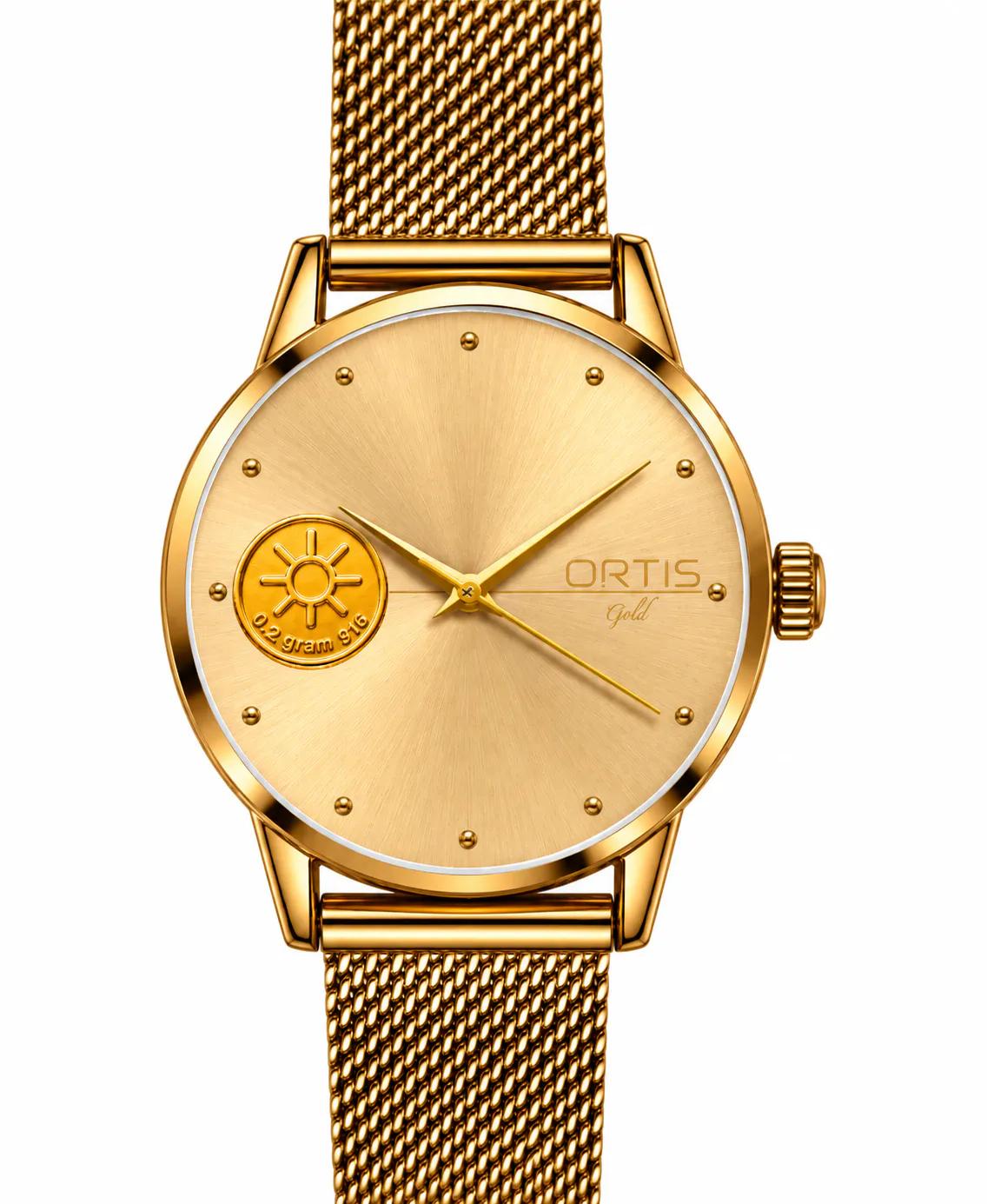 Champagne Gold Dial Gold Mesh Watch for Women